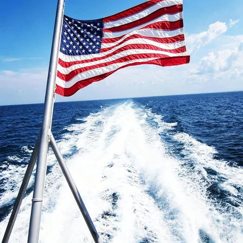 Miniatura 8 de FLAGWIN Bandera estadounidense de 12 x 18 pulgadas para barco, bandera náutica de yate de Estados Unidos con 50 estrellas bordadas, nailon Bandera