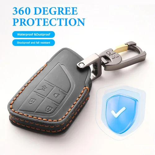 Miniatura 6 de MILD EAST Funda de llavero de cuero genuino para Chevy, funda de llavero inteligente compatible con 2021/2022/2023/2024/2025 GMC Yukon Denali Sierra