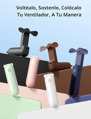 Miniatura 4 de JISULIFE Mini ventilador de mano, ventilador de mano 3 en 1, ventilador de bolsillo pequeño recargable por USB, ventilador de batería