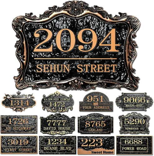 Miniatura 25 de Placa personalizada de dirección de casa, letrero de dirección de nombre de calle personalizado para números de casa, placa para buzón de garaje