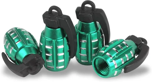 SINGARO - 4 tapas de vástago de válvula de aluminio, granada de mano decorativas para válvulas de neumáticos, adecuadas para coches, camiones, SUV,