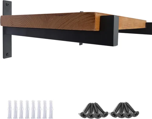 OVOV 2 Piezas Soportes de Estante de Acero Resistente Montados en Pared Soportes de Estante de Metal Industrial Negro Mate 6 Pulgadas