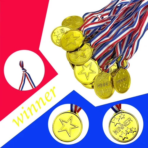 Miniatura 4 de 50 medallas de oro de plástico ganador de medallas de premio para niños deportes escolares, competiciones de fútbol, juegos, espectáculo