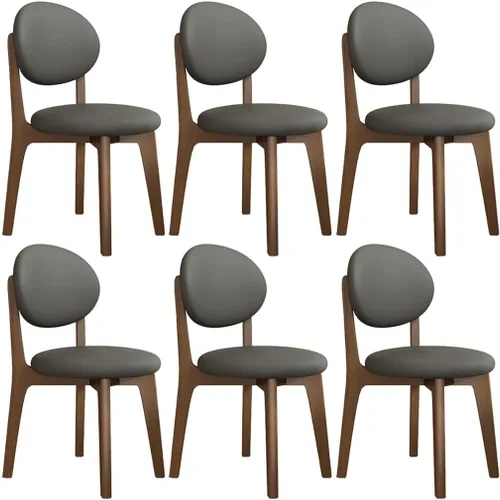 Miniatura 65 de YVYKFZD Juego de sillas de comedor, sillas de cocina de madera maciza, silla de comedor de granja con respaldo curvo, silla tapizada de cuero
