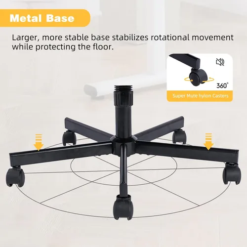 Miniatura 6 de Silla de oficina de terciopelo con patas cruzadas con ruedas y brazos abatibles ajustables, silla de asiento ancha giratoria para oficina en casa