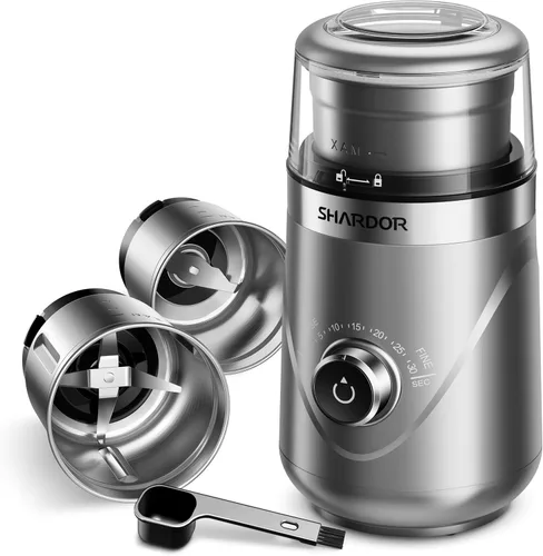 Miniatura 16 de Shardor - Molinillo ajustable de grano de café eléctrico, para hierbas/especias, molinillo de espresso con 1 cuenco extraíble de acero inoxidable