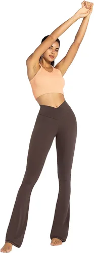 Miniatura 6 de Sunzel - Leggings acampanados, pantalones de yoga cruzados con control de abdomen, cintura alta y piernas anchas