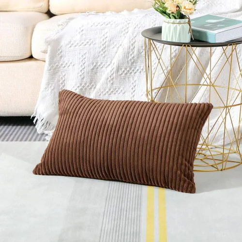 Miniatura 2 de Artscope Fundas de Almohada de Pana a Rayas Acogedoras Súper Suaves Decorativas Oblongas Fundas de Almohada Decorativa Funda de Cojín para Sofá