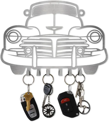 Miniatura 20 de MOOH Llavero de metal para automóvil con 6 ganchos, decoración única de pared para hombres y mujeres, decoración de cueva de hombre genial