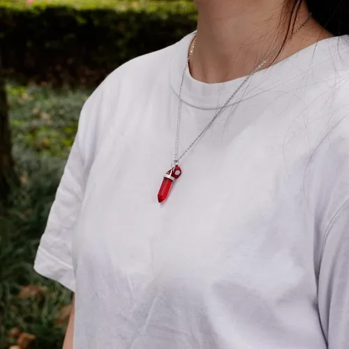 Miniatura 7 de POZANKI 2 collares con dije de cristal curativo de cuarzo negro y rojo, collar de corazón a juego para parejas, mejor amigo, novio, novia, regalo