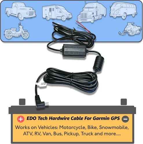 Miniatura 2 de EDO Tech - Kit de cable de alimentación para Garmin Nuvi DriveSmart 55lmt 56lmt 57lmt 58lmt 65lmt 66lmt 2495lmt 2497lmt 2539lmt 2555lmt 2557lmt