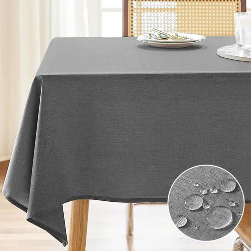 Miniatura 20 de AUSSPVOCT 2 manteles de lino texturizado para mesa rectangular, 52 x 70 pulgadas, mantel rectangular impermeable, lavable, tela para mesa