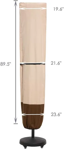 Miniatura 7 de SUPERJARE Funda para sombrilla de patio con varilla para sombrillas de 7 a 11 pies y sombrillas de 15 pies de doble cara, funda protectora Marrón
