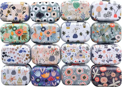 8 piezas de mini flores de estaño organizador de joyas caja de almacenamiento cajas decorativas pequeñas latas de metal floral con tapas con