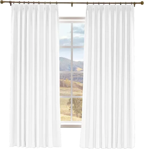 Miniatura 19 de Macochico Cortinas opacas de lino sintético de 52 pulgadas de ancho x 63 pulgadas de largo, panel de cortinas plisadas para dormitorio, aulas