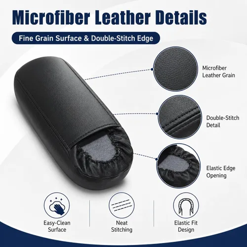 Miniatura 4 de NLQR 2 piezas fundas de repuesto para reposabrazos de asiento de cuero negro compatibles con Ford F150 F250 F350 F450 F550 Excursion 1999 2000 2001