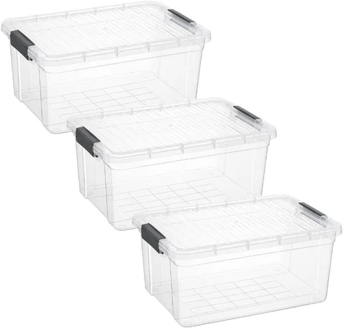 Miniatura 37 de Superio Cajas de almacenamiento transparentes con tapas, contenedores de plástico de 2.5 cuartos de galón para organizar, cajas apilables, sin BPA
