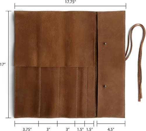 Miniatura 5 de Estuche de cuero rústico para cuchillos, bolsa duradera para cuchillos de chef para chefs profesionales, bolsa de rollo de cuchillos, funda