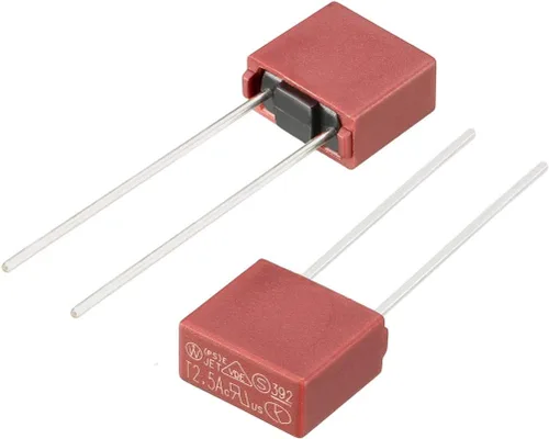 Miniatura 4 de uxcell 20pcs DIP montado en miniatura cuadrado lento golpe micro fusible T2.5A 2.5A 250V rojo