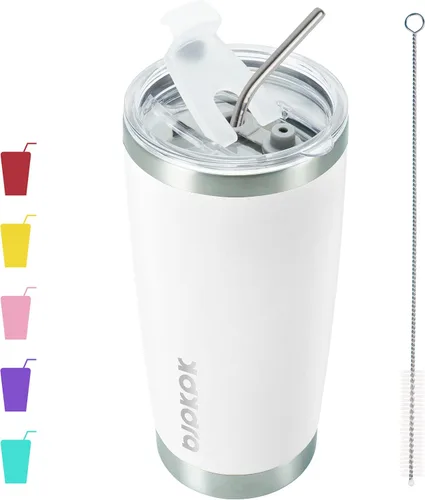 Miniatura 40 de BJPKPK - Vaso de 30 onzas con tapa y pajilla, de acero inoxidable con aislamiento de doble pared al vacío, color azul marino A-Azul Marino-30oz
