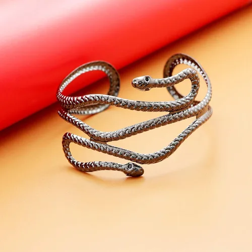 Miniatura 6 de RechicGu - Elegante brazalete abierto egipcio, brazalete de brazo, pulsera, ajorca, de Cleopatra con serpiente enrollada