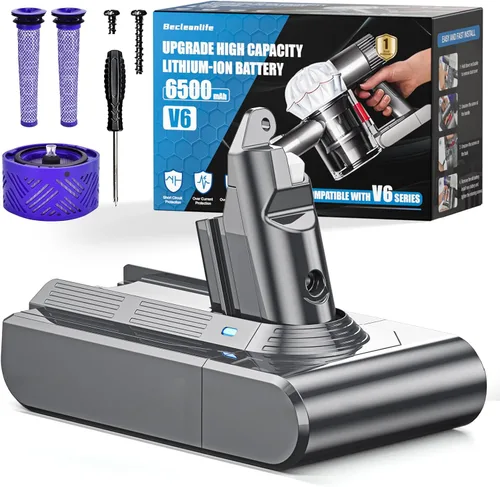 Reemplazo de batería V6 de 6500 mAh, compatible con aspiradora Dyson V6 Animal/Absolute/Motorhead/Fluffy SV03 SV04 SV05 SV06 SV07 SV09 DC58 DC59