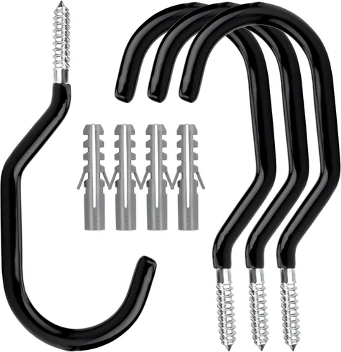 Febwind Paquete de 4 ganchos resistentes para bicicleta, ganchos atornillados para techo y pared de garaje, almacenamiento de bicicletas y colgador