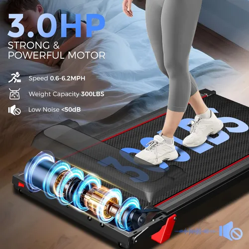Miniatura 7 de Caminadora con inclinación 3 en 1 portátil, pequeña, para el hogar, con barra de apoyo, caminadora plegable de 3.0 HP, silenciosa, sin escobillas