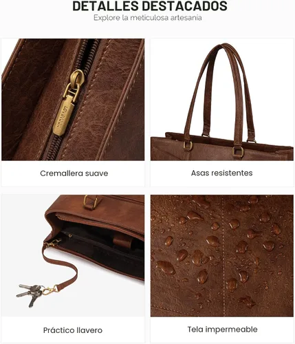 Miniatura 8 de LOVEVOOK Bolsa para laptop para mujeres, bolsa de mano para laptop de 15.6 pulgadas para mujeres, bolsas de mano de trabajo de cuero vintage
