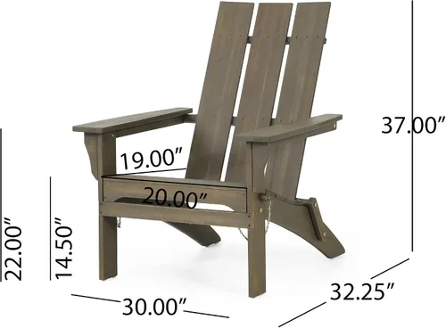 Miniatura 3 de Christopher Knight Home Zuma Silla Adirondack plegable para exteriores, madera de acacia, color gris