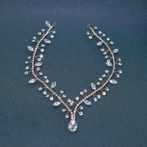 Miniatura 6 de Diadema de boda para novia, diadema nupcial con diamantes de imitación, accesorios para el cabello para novias y damas de honor (dorado)
