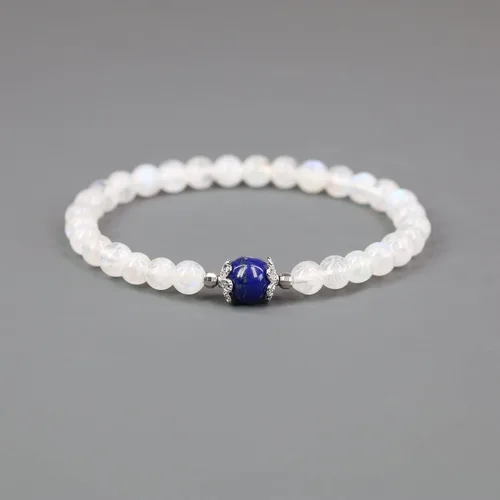 Miniatura 4 de COAI Pulsera de piedra lunar para mujer y niña, Piedra, Piedra lunar y amazonita