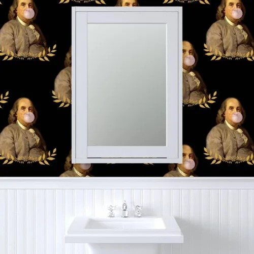 Miniatura 9 de Spoonflower Papel tapiz para despegar y pegar, papel tapiz extraíble personalizado de Benjamin Franklin Presidente Histórico Caprichoso Bubblegum