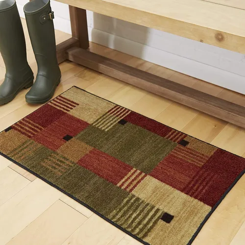 Mohawk Home Alliance - Alfombra geométrica moderna de 1 pies 8 pulgadas x 2 pies 10 pulgadas, color rojo, perfecta para sala de estar, comedor,