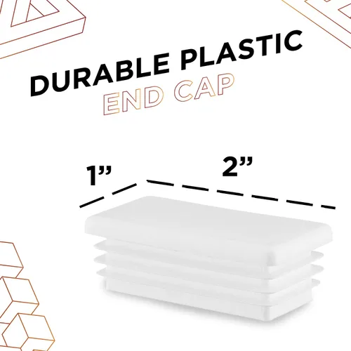 Miniatura 2 de Prescott Plastics 1 enchufe rectangular de plástico de 2 pulgadas (paquete de 4), tapa de extremo blanco para tubos de metal, valla, inserto