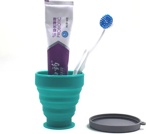 Miniatura 4 de Taza de silicona plegable – 6 piezas de silicona plegable con tapa, juego de vasos expandibles, taza reutilizable, adecuado para acampar y senderismo