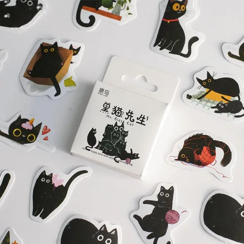 Miniatura 2 de 46 piezas de lindas calcomanías de gato para álbumes de recortes, diario, botella de agua, niños, computadora portátil, planificadores, collage
