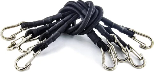 Miniatura 8 de Cuerdas elásticas con ganchos, cuerda elástica ligera (12 pulgadas x 8 unidades, negro)