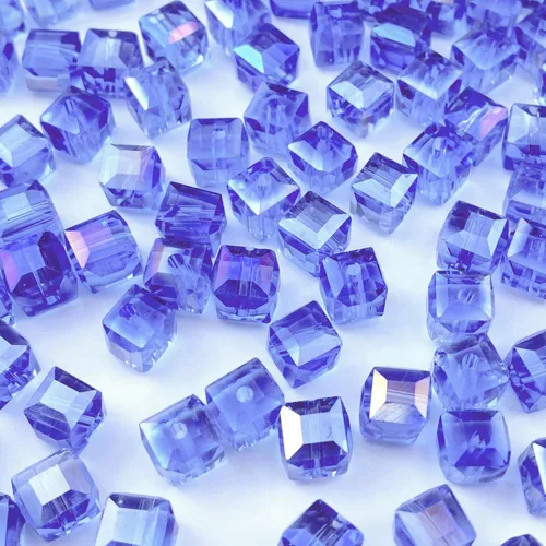 Miniatura 8 de 100 piezas 6 mm cuadrados Cuentas de cristal de colores AB mixtos para hacer joyas Mezcla de colores AB