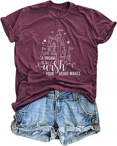 Camiseta mágica para mujer, camiseta de reino mágico con estampado de castillo, camiseta familiar de manga corta, tops casuales de verano