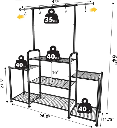 Miniatura 6 de Simple Trending Soporte para Plantas de Interior y Exterior, Estante Colgante de Metal de 3 Niveles Alto para Múltiples Macetas de Flores, Soporte