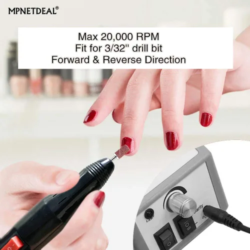 Miniatura 2 de Mpnetdeal - Taladro de uñas eléctrico, juego de máquina de taladro y lima para uñas acrílicas