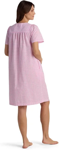 Miniatura 2 de Miss Elaine Bata corta de sirsaca para mujer, cierre frontal y mangas cortas, dos bolsillos delanteros, ropa de dormir y ropa de descanso