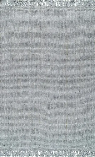 Miniatura 3 de Nuloom Daniela Grey, 6 x 9 pies, hecha a mano, yute, borla, suave y texturizada, alto tráfico, resistente a las manchas, fácil de limpiar, alfombra