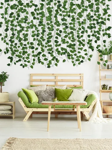 Miniatura 5 de Kalolary Guirnalda de hiedra artificial de 258 pies, 36 hebras, hojas, vides, plantas, plantas falsas para colgar para boda, lienzo de fondo, arco