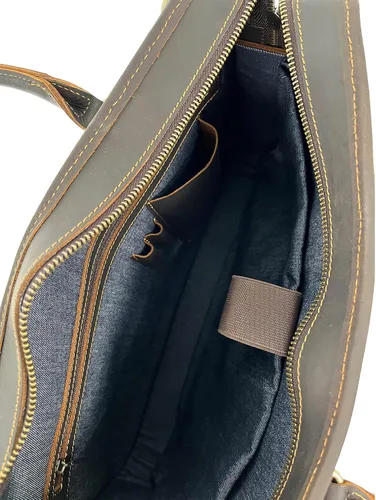 Miniatura 6 de Maletín delgado para hombre, para viajes, oficina, negocios, bolsa de mensajero de cuero resistente al agua, bolsa para laptop de 15.6 pulgadas
