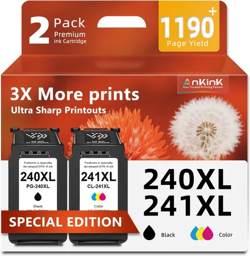 Cartucho de tinta de repuesto 240XL 241XL para cartuchos Canon Ink 240 241 PG-240 CL-241 XL para cartuchos MG3600 MG3620 TS5120 TS5100 MG3220 MG3520