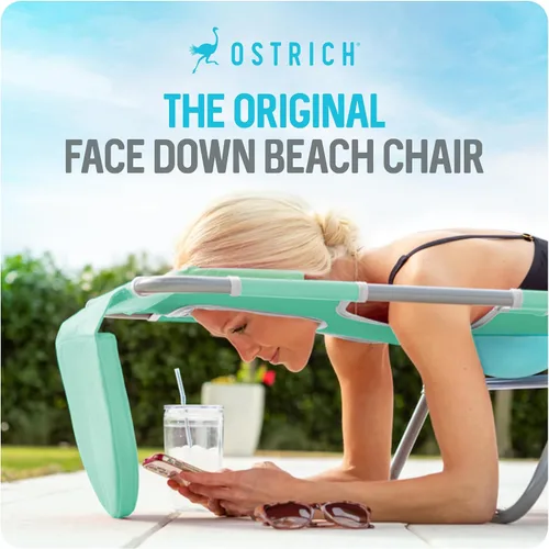 Miniatura 4 de Ostrich The Ladies - Tumbona cómoda con soporte para el pecho, plegable y portátil reclinable para exteriores, patio, playa, césped, camping, Verde