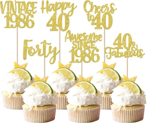 Miniatura 67 de Rsstarxi Paquete de 24 adornos para cupcakes vintage 2019 con purpurina negra para 5º cumpleaños, saludos a 5, cinco, 5, 5 fabulosos para cupcakes