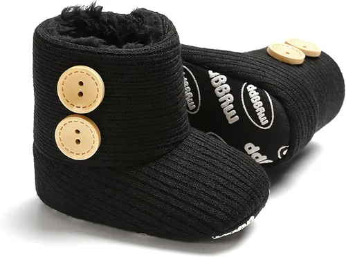 Miniatura 3 de Nomere Botas de nieve unisex con botones de invierno para bebé, suela suave, antideslizantes, cálidas, zapatos para cuna recién nacidos